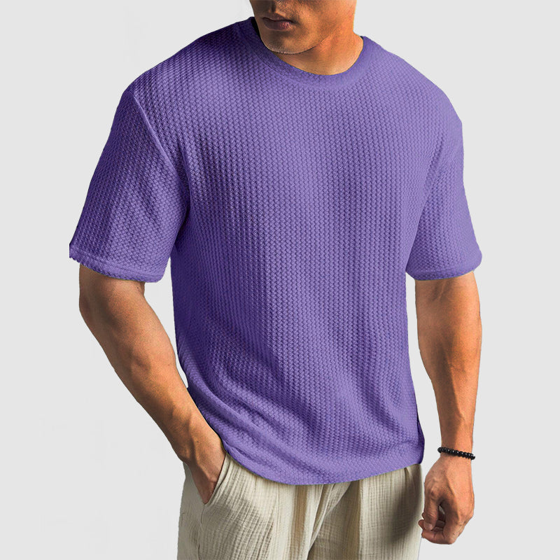 Loookus - Men's Casual Knit Textured Breathable Crew Neck T-Shirt