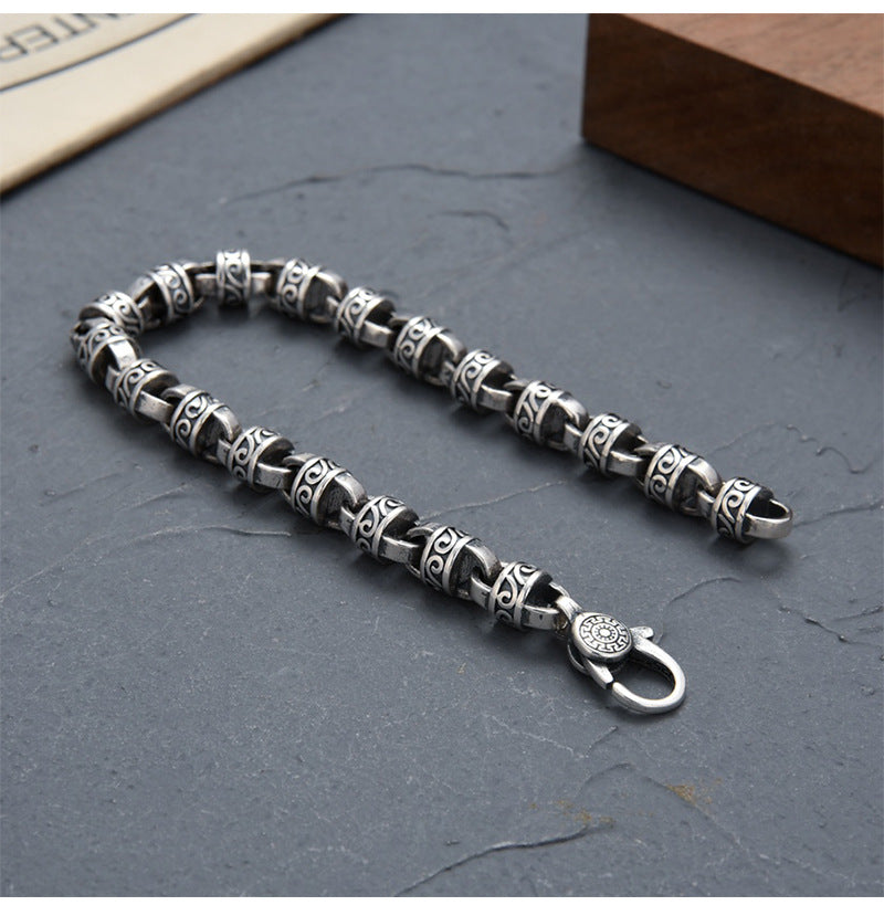 Loookus - 925 Silver New Han Style Tang Grass Pattern Eternal Teng Boy Vintage China-Chic Bracelet