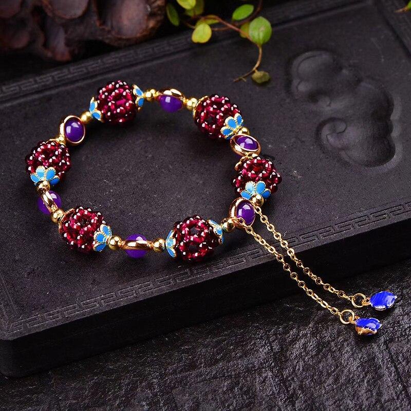 Loookus - Natural Garnet Stone Pomegranate Bracelet