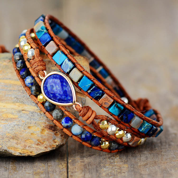 Loookus - Lapis Lazuli Healing Crystal Quartz Balance Bracelet