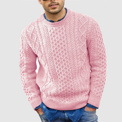 Loookus - Men's Solid Color Jacket Knit Twisted Flower Sweater