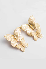 Loookus - Gold Double Butterfly Stud Earrings