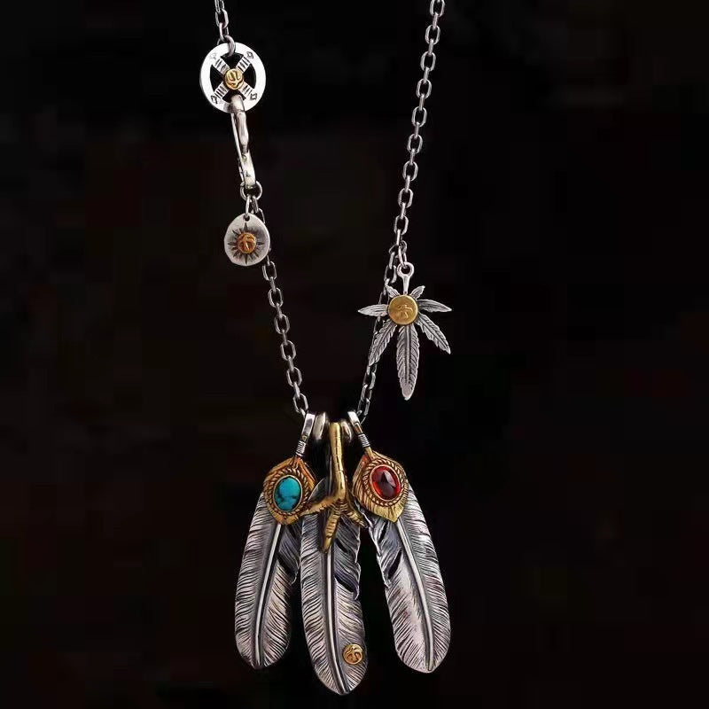 Loookus - Turquoise Feather Necklace