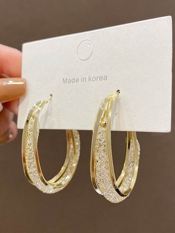 Loookus - Micropaved Zirconia Hoop Earrings