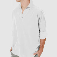 Loookus - Gentleman's V-Neck Cotton Long Sleeve Polo Shirt