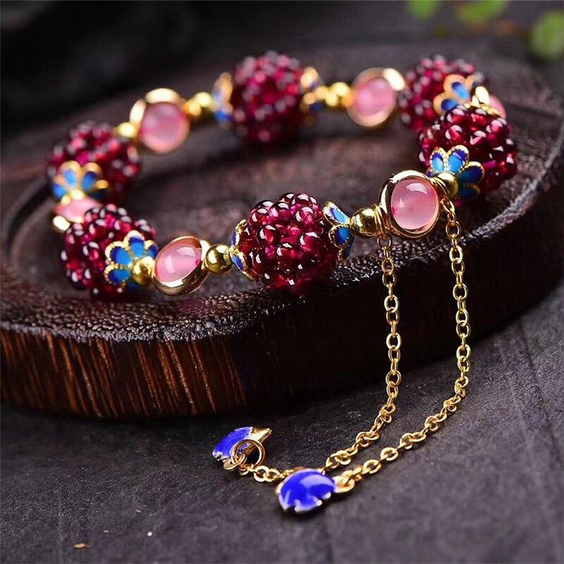 Loookus - Natural Garnet Stone Pomegranate Bracelet