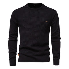 Loookus - New men's round-neck, long-sleeved slim fit knitted Waves Shape textured Sweater