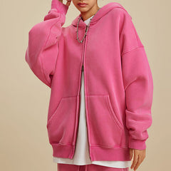 Loookus- Vintage Oversized Zip-Up Hoodie