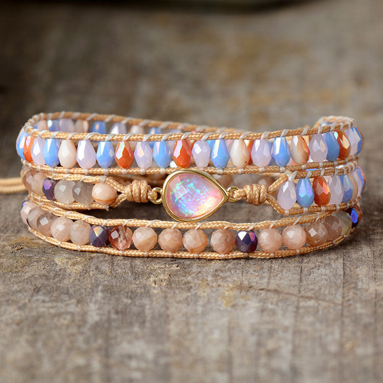 Loookus - Opal crystal multi-layered wrap bracelet