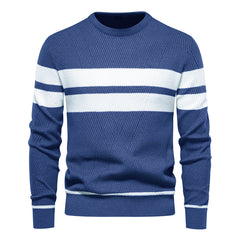 Loookus - New autumn and winter men's round-neck, long-sleeved slim fit knitted textureed sweater