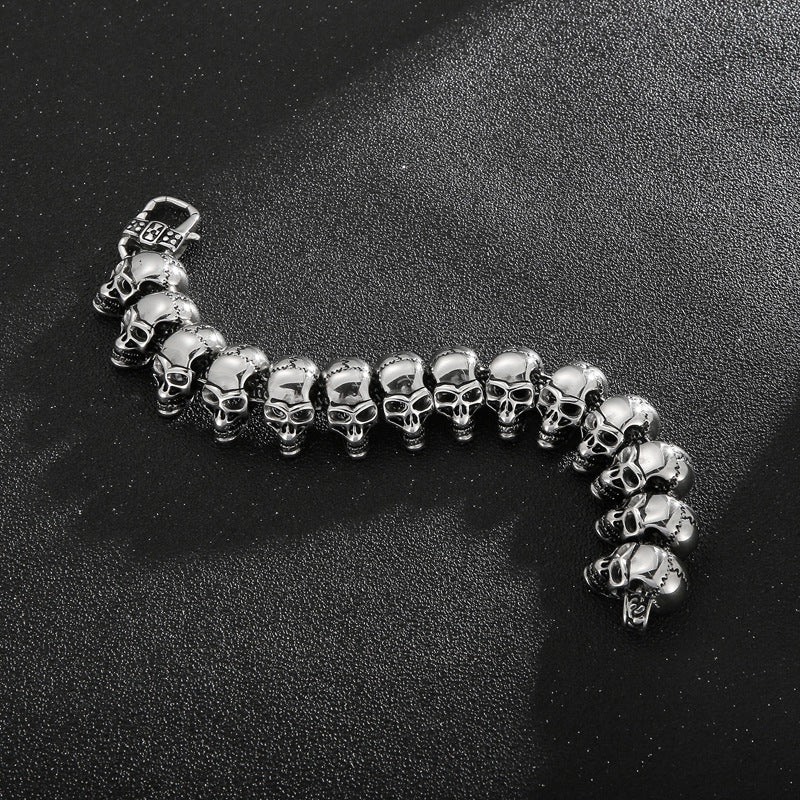 Loookus - 925 Silver Hip-hop Skull Bracelet