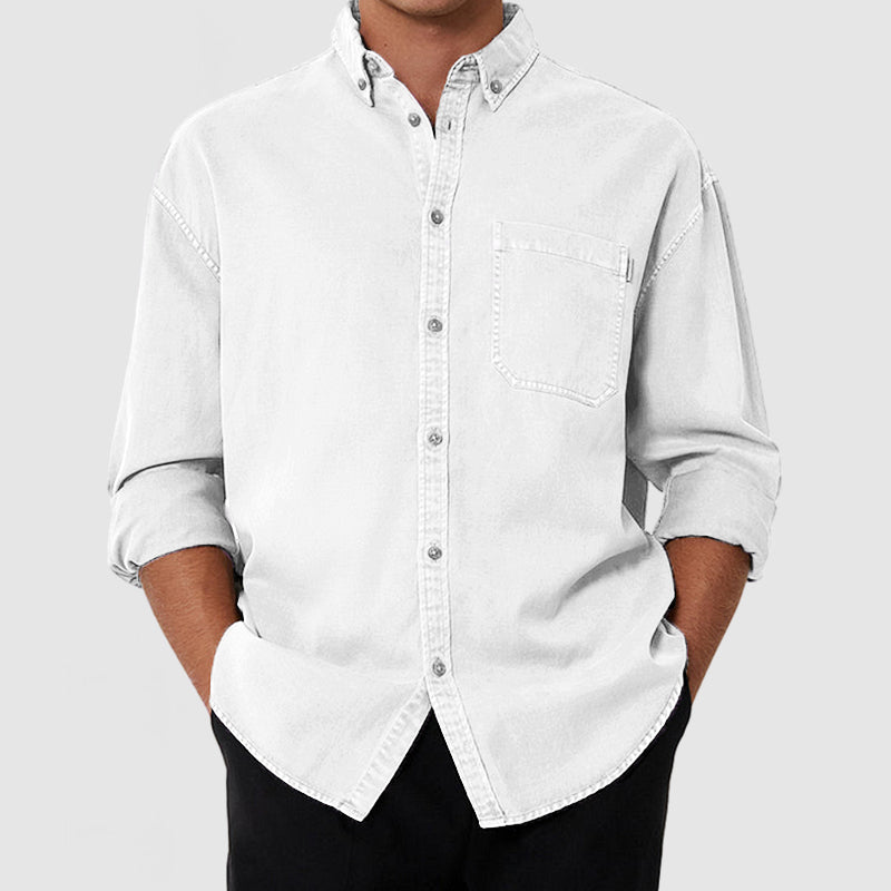 Loookus - Men's Casual Premium Washed Cotton Pocket Shirt