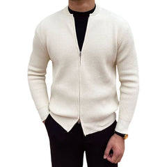 Loookus - Men's New V-Neck Zipper Striped Cardigan Cashmere Sweater