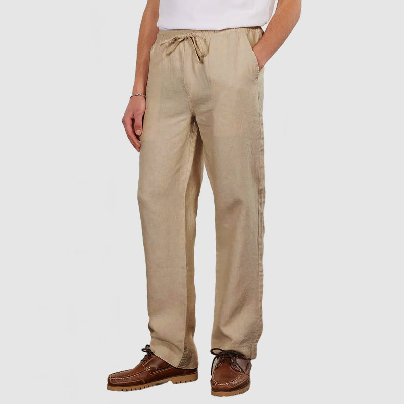 Loookus - Men's Daily Casual Cotton Linen Lace-Up Trousers