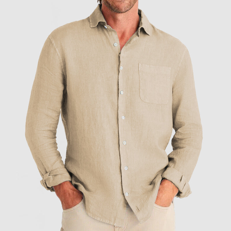 Loookus - Gentleman Simple Temperament Cotton Linen Shirt