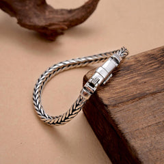 Loookus - 925 Silver Vintage Tight Braided Bracelet