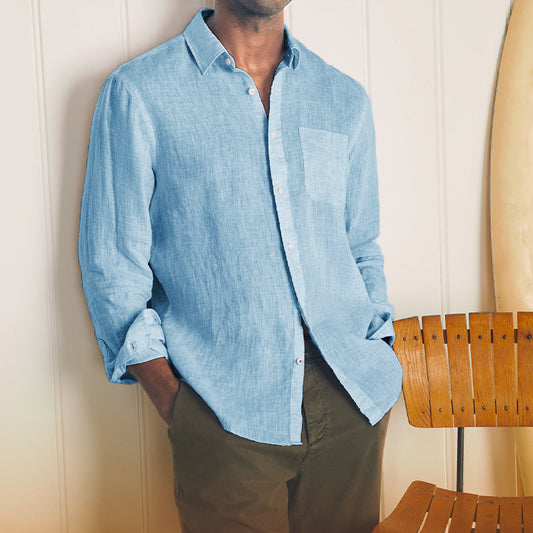 Loookus - Gentleman's Casual Basic Cotton Linen Shirt