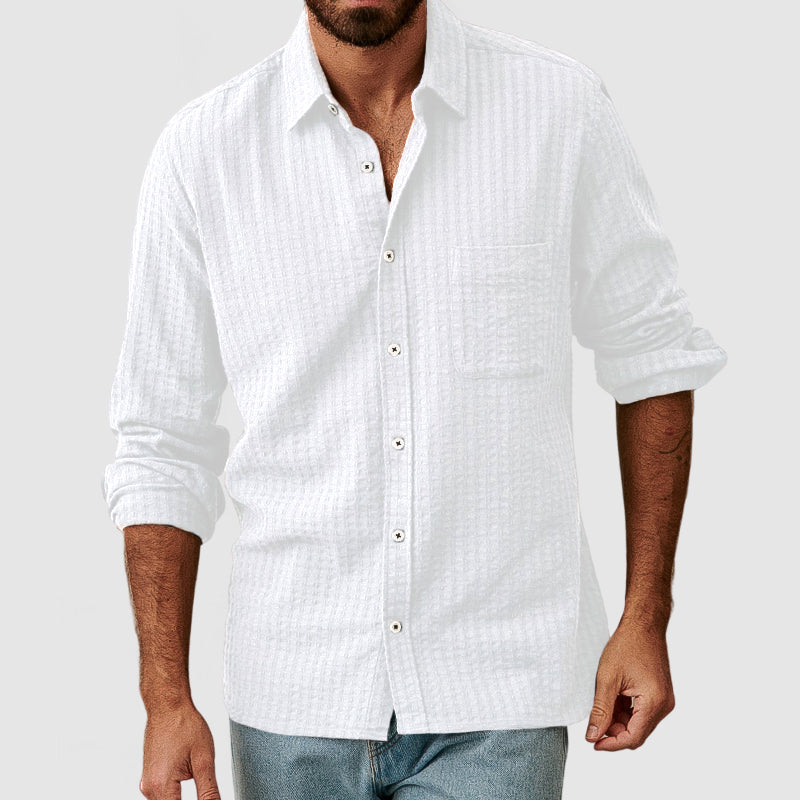 Loookus - Men's Casual Basic Textured Cotton Shirt