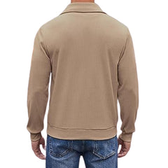 Loookus - Men's New Polo Neck Quarter Zip Sport Long Sleeve Sweater