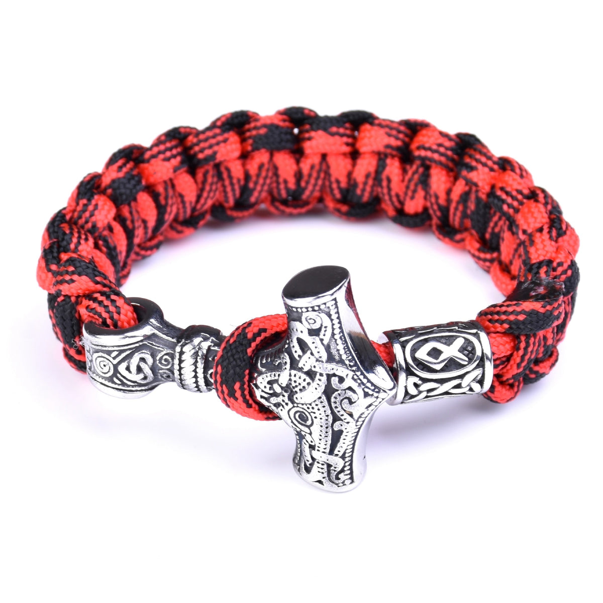 Viking Thor’s Hammer Paracord Bracelet – Red Camouflage