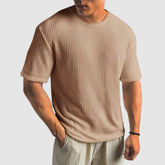 Loookus - Men's Casual Knit Textured Breathable Crew Neck T-Shirt