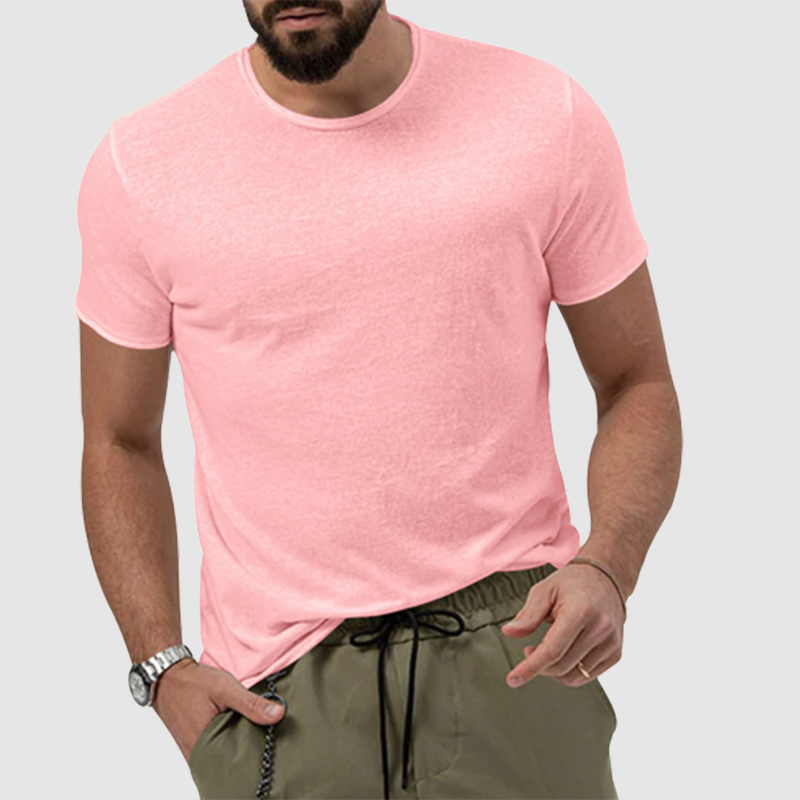 Loookus - Men's summer solid color quick-dry round collar casual top