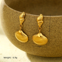Loookus - Conch Scallop Titanium Steel Earrings For Summer