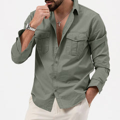 Loookus - Gentleman Simple Temperament Cotton Linen Shirt Hard Man Daily Wear