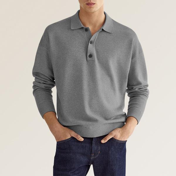 Men's Casual and Comfortable Solid Color V Collar Long Sleeve Shirt