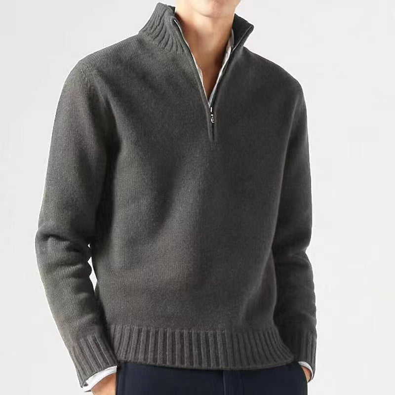 Loookus - New autumn and winter men's thickened stand collar casual woolen sweater