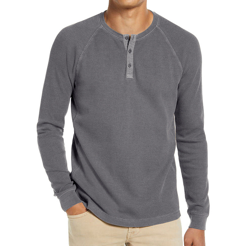 Loookus - 2025 Man's fashion Long Sleeve Knit Henley