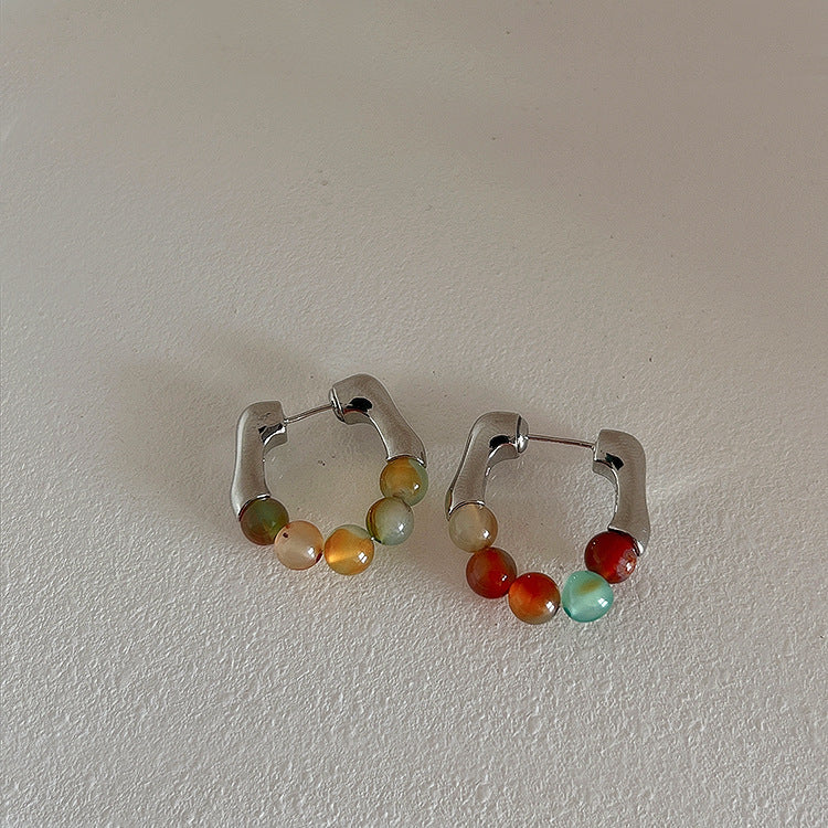 Loookus - Simple Natural Stone Pearl Earrings