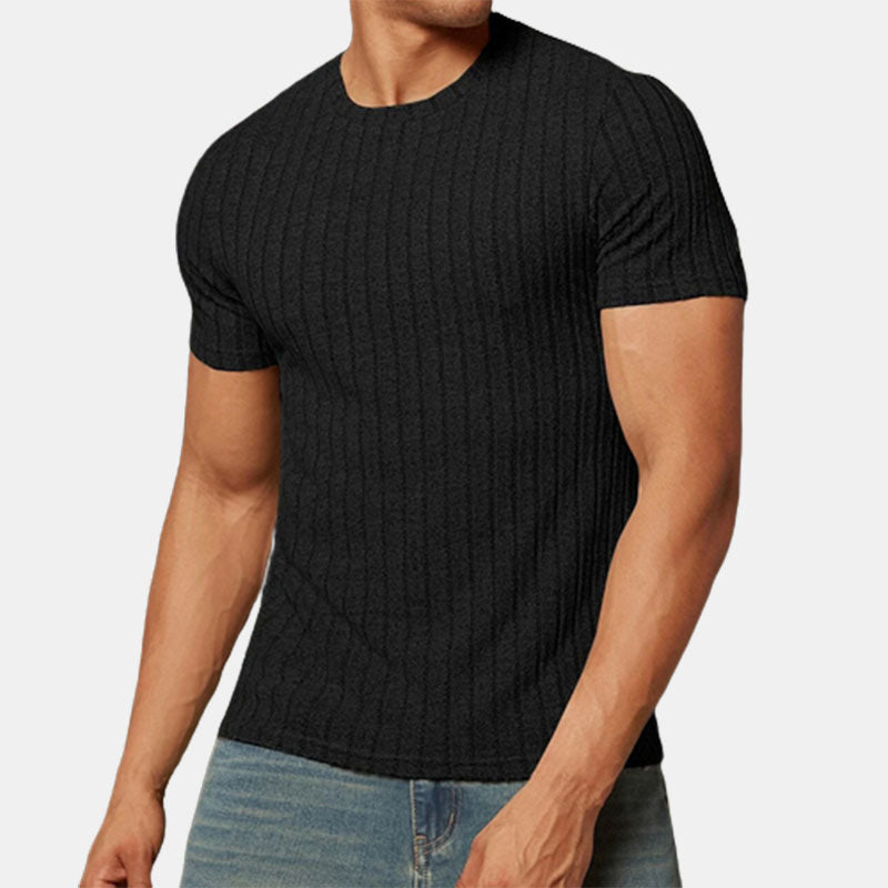 Loookus - Summer round neck striped casual men's T-shirt