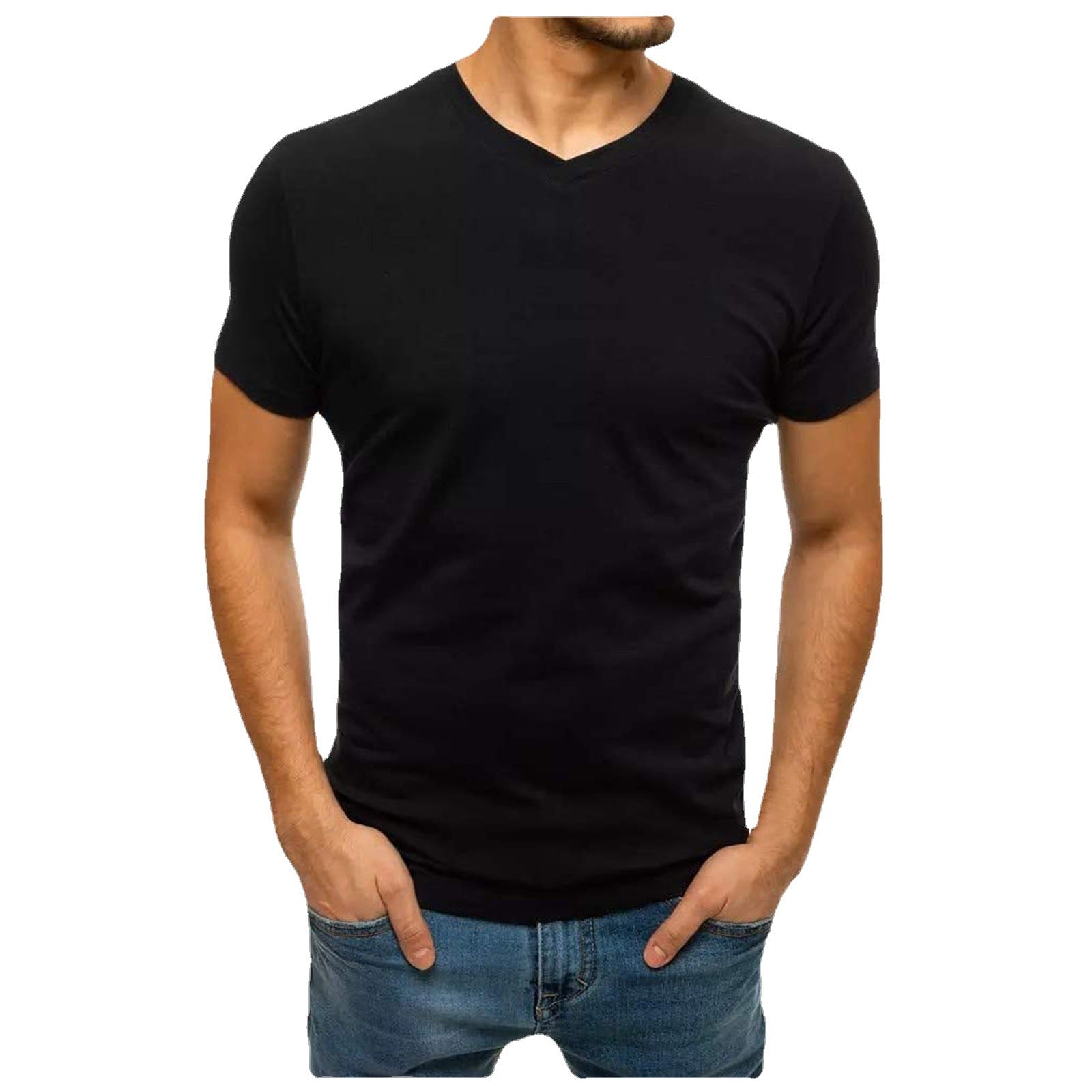 Loookus - Summer Men's Cotton Loose Relaxed Solid Color T-shirt