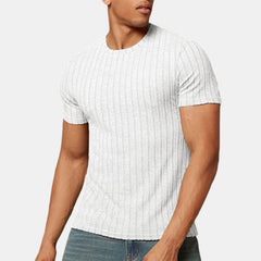 Loookus - Summer round neck striped casual men's T-shirt