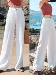 Loookus - Plain High Waisted Button Pants