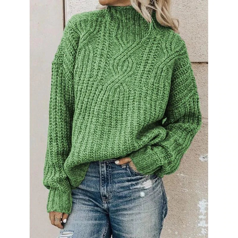 Loookus - Casual Plus Size Turtleneck Sweater Pullover