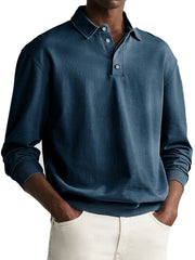Loookus - 2025 Long Sleeve Soft Cotton Polo Shirt