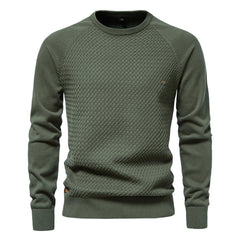 Loookus - New men's round-neck, long-sleeved slim fit knitted Waves Shape textured Sweater