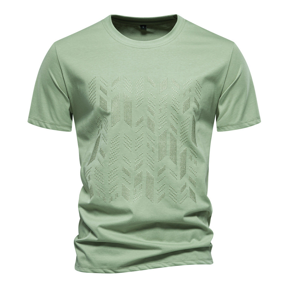 Loookus - Men's Embroidered Slim-fit Short-Sleeved Casual High-quality trendy T-shirt