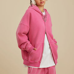 Loookus- Vintage Oversized Zip-Up Hoodie