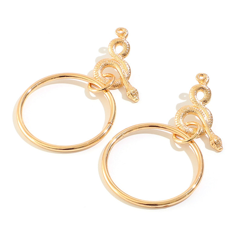 Loookus - Circle Geometric Snake Earrings