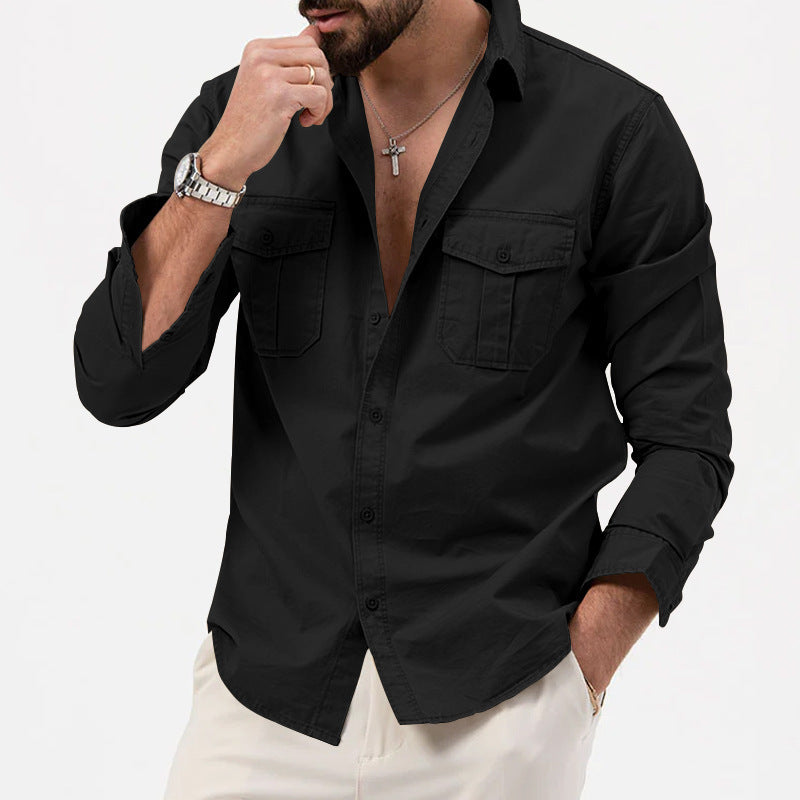 Loookus - Gentleman Simple Temperament Cotton Linen Shirt Hard Man Daily Wear