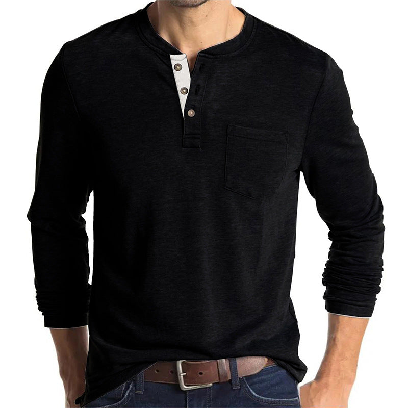 Loookus - 2025 Man's Long Sleeve Knit Henley