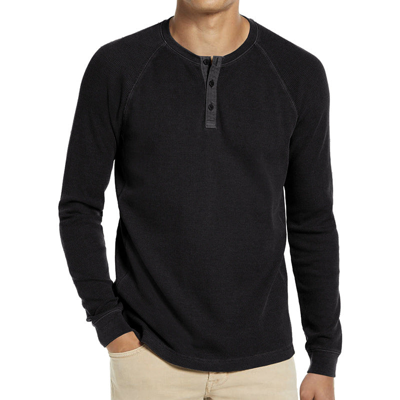 Loookus - 2025 Man's fashion Long Sleeve Knit Henley