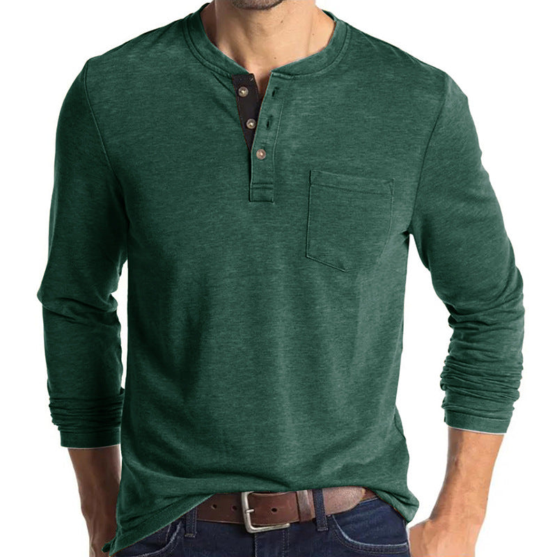 Loookus - 2025 Man's Long Sleeve Knit Henley