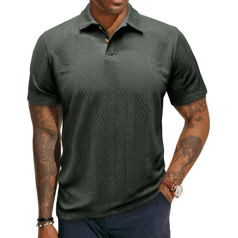 LOOOKUS - 2025 Men's Texture Casual and Comfortable Short Sleeve Polo Shirt