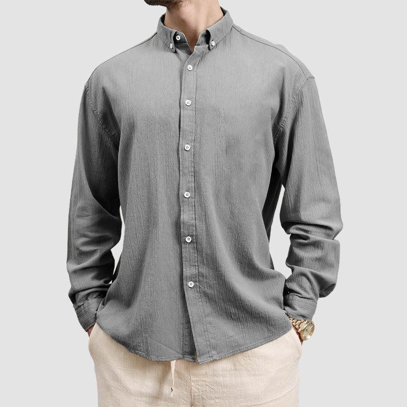 Loookus - Men's Basic Casual Cotton Linen Shirt