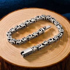 Loookus - 925 Silver Vintage Sanskrit Mantra Dragon Pattern Bracelet