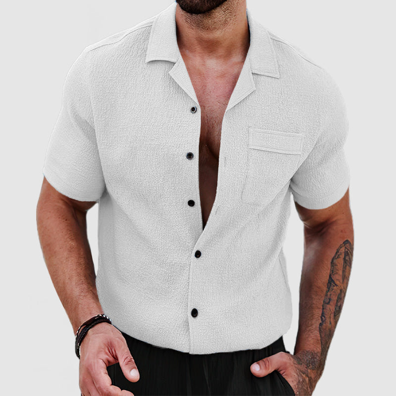 Loookus - Men's Soft Skin Textured Short Sleeve Shirt